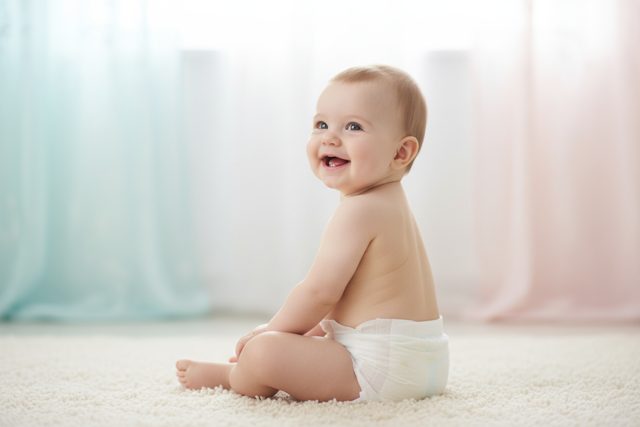 Baby sitting looking back - Option 2